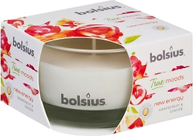 Свеча ароматическая Bolsius New Energy грейпфрут и имбирь 5x8 см белая