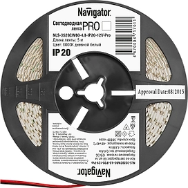 Светодиодная лента Navigator NLS-12V-PRO SMD 3528 60 шт IP20 12В 4,8Вт белый 5 м