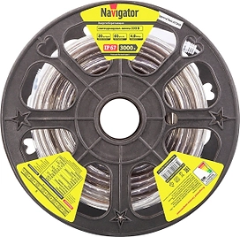 Светодиодная лента Navigator SMD 3528 60 шт IP67 220В 4,8Вт теплый белый 1 м