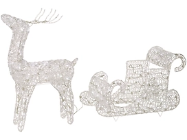 Световая фигура Олень с санями 160 LED IP44 90 см холодный белый