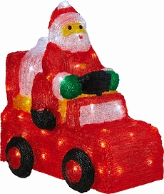 Световая фигура Санта на машине 64 LED IP44 42 см белый