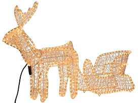 Световая фигура Олень и сани 396 LED IP44 114 см белый