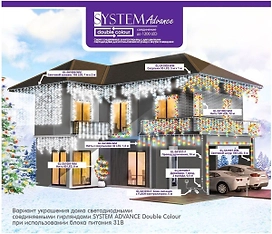 Гирлянда нить 120 LED холодный белый и многоцветный 12 м