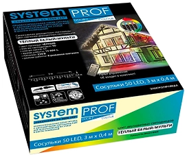 Гирлянда уличная Сосульки 50 LED теплый белый и цветной 3х0,4 м