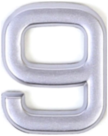 Цифра "9" самоклеящаяся Larvij 40х32 мм пластик серебро