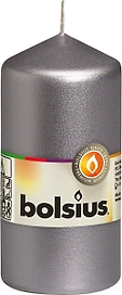 Свеча классическая Bolsius 12х5,8 см серебряная
