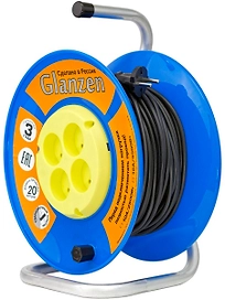 Удлинитель на катушке Glanzen EB-20-018 4 гнезда 1300 Вт 20 м