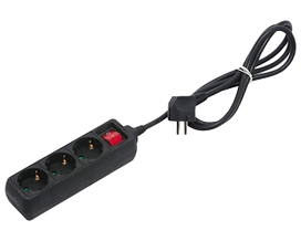 Сетевой фильтр 3 гнезда 3500 Вт с заземлением 1,4 м