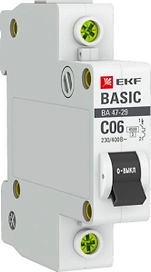 Автоматический выключатель EKF Basic 1P C6 A 4,5 кА