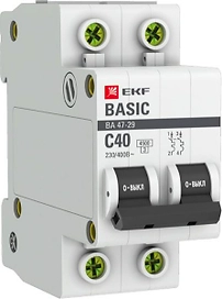 Автоматический выключатель EKF Basic 2P C40 A 4,5 кА