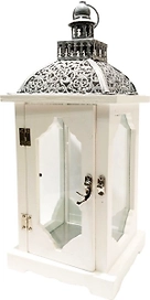 Подсвечник Фонарь металл, дерево белый 16х39 см