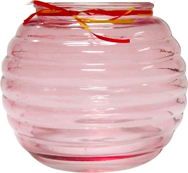 Ваза стеклянная Зара розовая с лентой 10х13,3 см