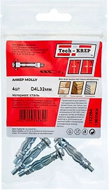 Анкер (дюбель) Молли М4х32 (4 шт) Tech-Krep