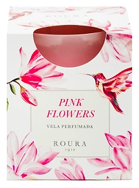 Свеча ароматизированная Roura розовые цветы 7х7х8 см
