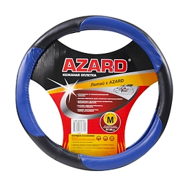 Оплетка на руль АЗАРД 38 см, натуральная кожа синий 