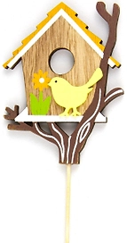 Топпер для декора скворечник желтый 8х20 см