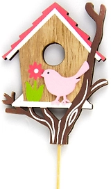 Топпер для декора скворечник розовый 8х20 см