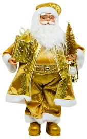 Фигура Дед Мороз в золотой шубе полиэстер 53 см