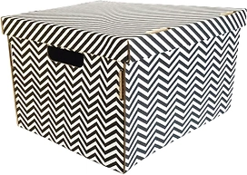 Складная коробка гардеробная с крышкой "Зигзаги", Д280 Ш370 В180, черный, белый