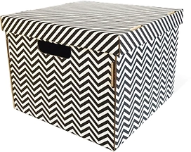 Складная коробка гардеробная с крышкой "Зигзаги", Д320 Ш320 В250, черный, белый