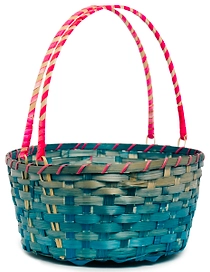 Корзина бамбук с ручкой голубая D28 H30