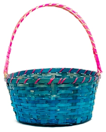 Корзина бамбук с ручкой голубая D23 H25