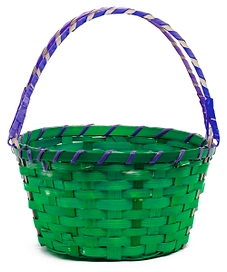 Корзина бамбук с ручкой зеленая D18 H20