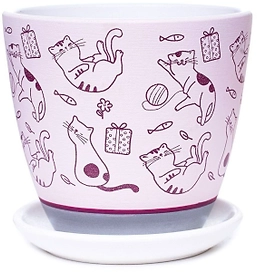 Горшок керамический Коты розовый D12H11