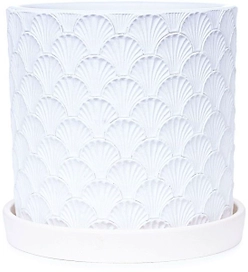 Горшок бетонный ракушка белый D15 c2