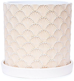 Горшок бетонный ракушка бежевый D15 c2