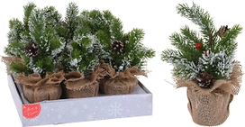 Искусственная ель в горшке пластик зеленый 27 см