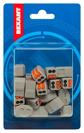 Клемма REXANT пружинная 2 провода 4 кв.мм 20 шт