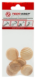 Заглушка деревянная на отверстие 25 мм сосна (6 шт) Tech-Krep