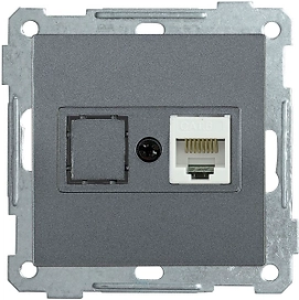 Розетка IEK BOLERO РК10-1-Б антрацит