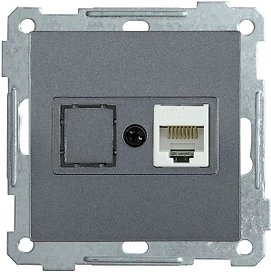 Розетка телефонная IEK BOLERO РТ12-1-Б антрацит 