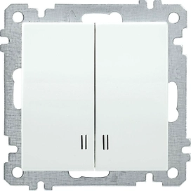 Выключатель IEK BOLERO ВС10-2-1-Б 2 клавиши с индикатором белый