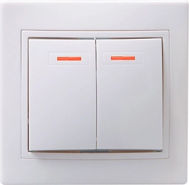Выключатель IEK КВАРТА ВС10-2-1-КБ 2 клавиши с индикатором белый