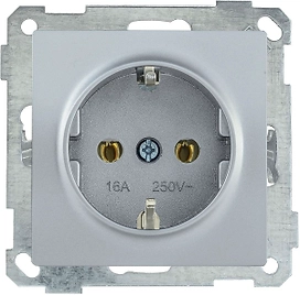 Розетка IEK BOLERO РС11-1-0-Б серебряный