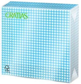 Салфетки бумажные клетка голубые 3 слоя 33х33 см