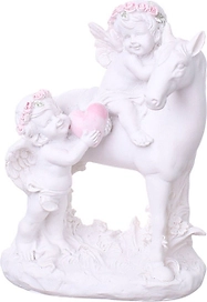 Статуэтка Ангелы с лошадью белый 14x12 cм