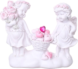 Статуэтка Ангелы девочки с корзиной белая 14,5x5 cм