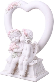 Статуэтка Ангелы влюбленные с сердцем белый 18x14 cм