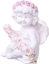 Статуэтка Ангел с цветочной гирляндой белый 11x9,5 cм
