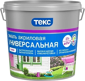 Эмаль ТЕКС Универсальная акриловая ПРОФИ белая матовая 2,7 л