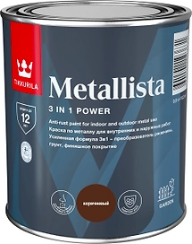 Краска по ржавчине Tikkurila Metallista коричневая глянцевая 0,9 л