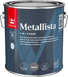 Краска по ржавчине Tikkurila Metallista серая глянцевая 2,5 л