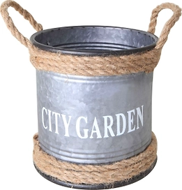 Горшок металл светло серый D15 H16