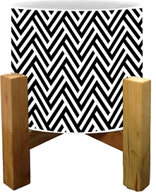 Горшок керамика с деревянной подставкой черно-белый-2 D15 H20