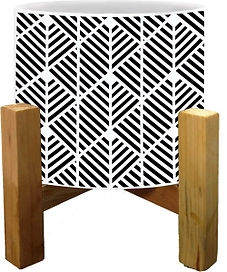 Горшок керамика с деревянной подставкой черно-белый-3 D19 H21