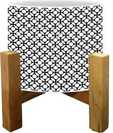 Горшок керамика с деревянной подставкой черно-белый-5 D15 H20